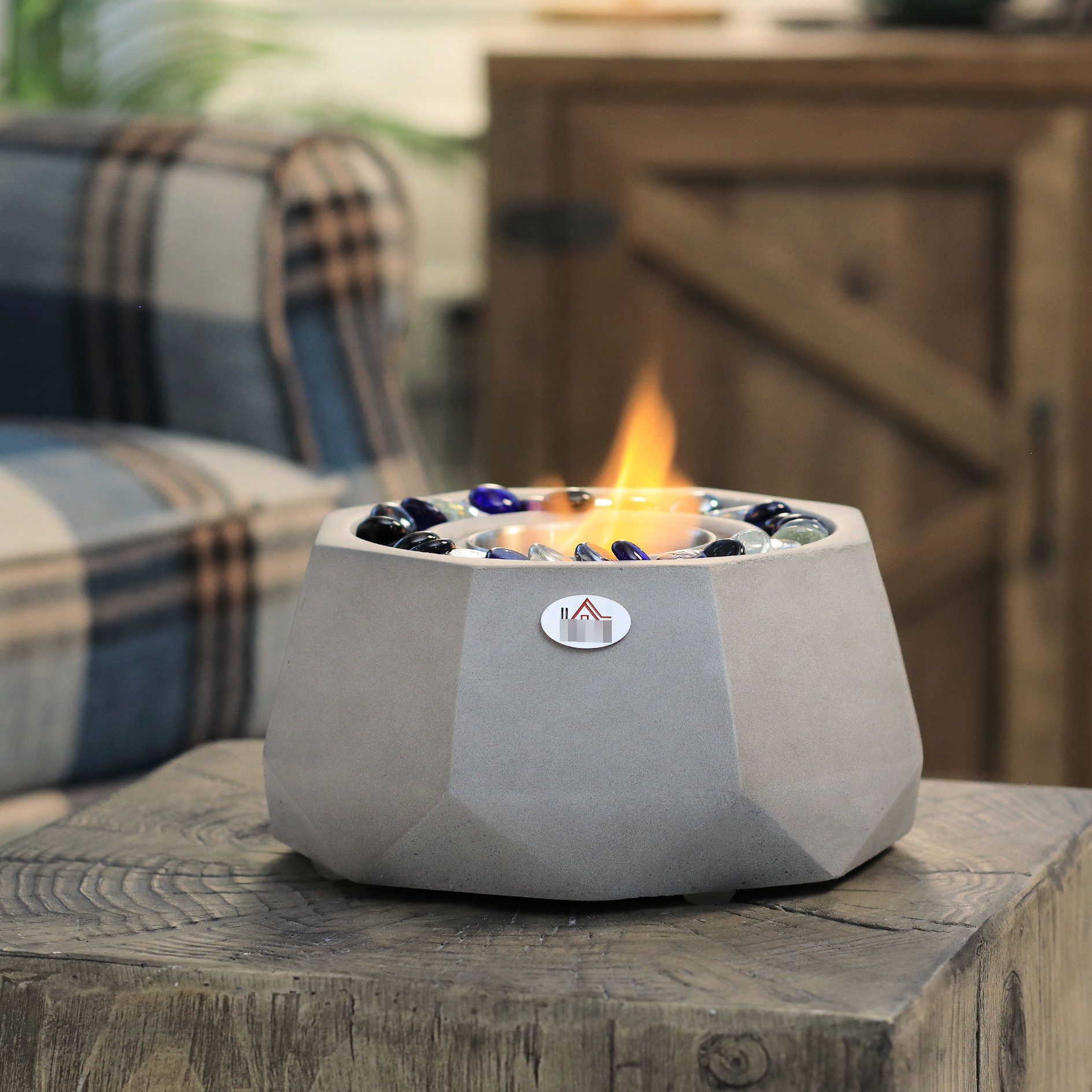 Latitude Run® Grey Concrete Portable Fireplace, 9", 0.1 Gal, 215 Sq. Ft